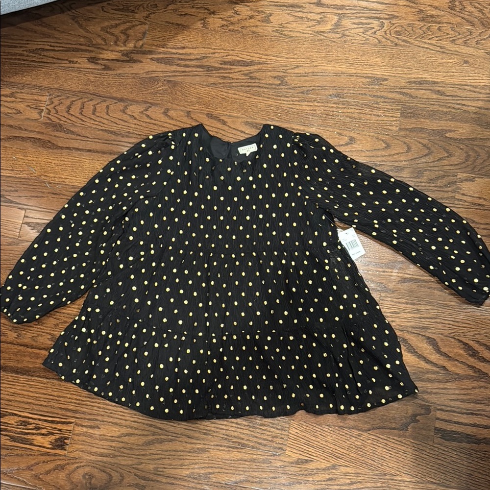 Kids Black and Gold Polka Dot Top